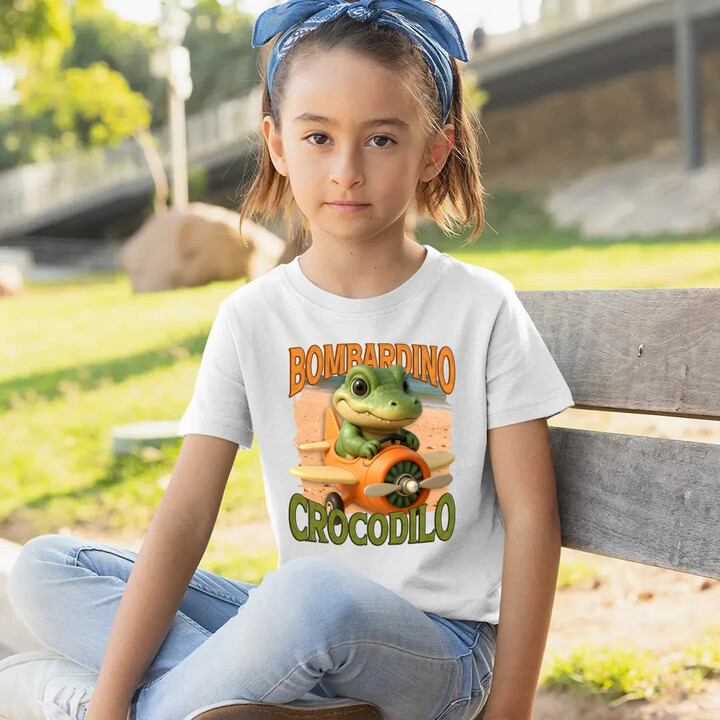 Baby Bombardino Crocodilo - Italian Brainrot - krokodýl bombardér - dětské tričko s potiskem