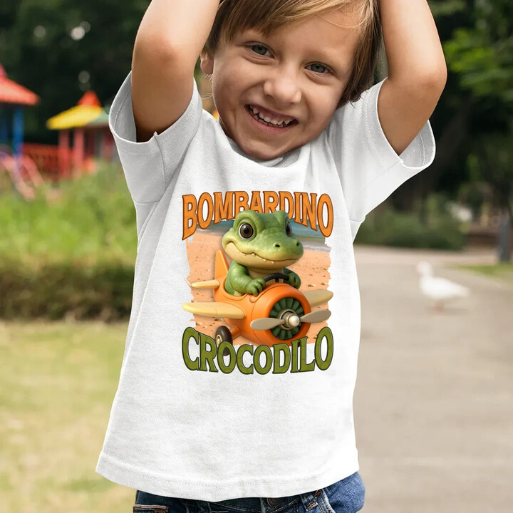 Baby Bombardino Crocodilo - Italian Brainrot - krokodýl bombardér - dětské tričko s potiskem