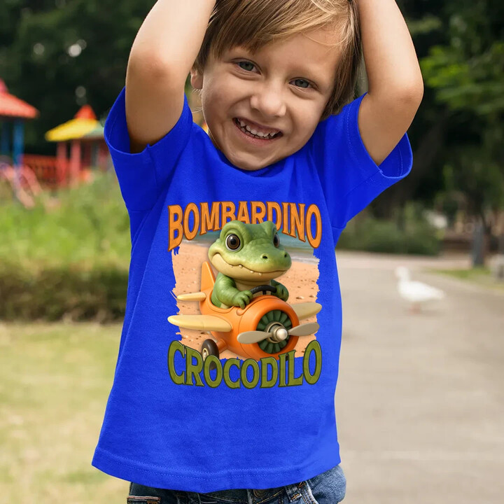 Baby Bombardino Crocodilo - Italian Brainrot - krokodýl bombardér - dětské tričko s potiskem