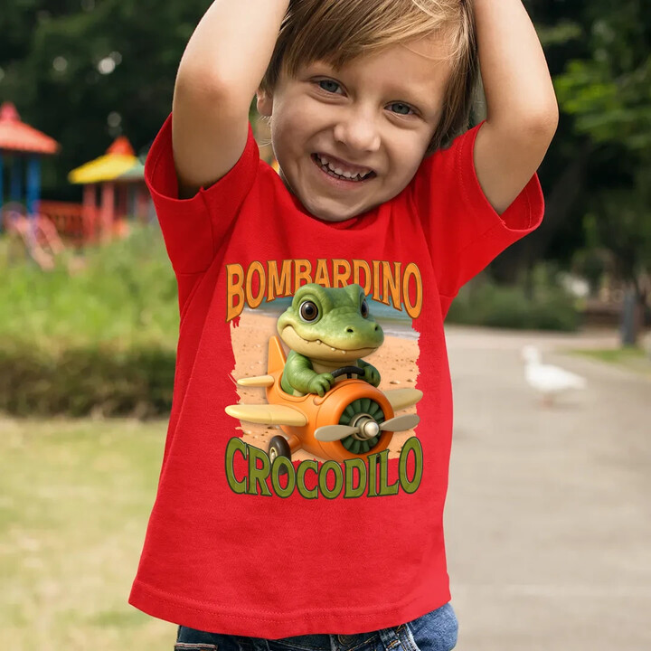 Baby Bombardino Crocodilo - Italian Brainrot - krokodýl bombardér - dětské tričko s potiskem