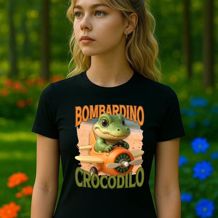 Baby Bombardino Crocodilo - Italian Brainrot - krokodýl bombardér  - dámské tričko s potiskem