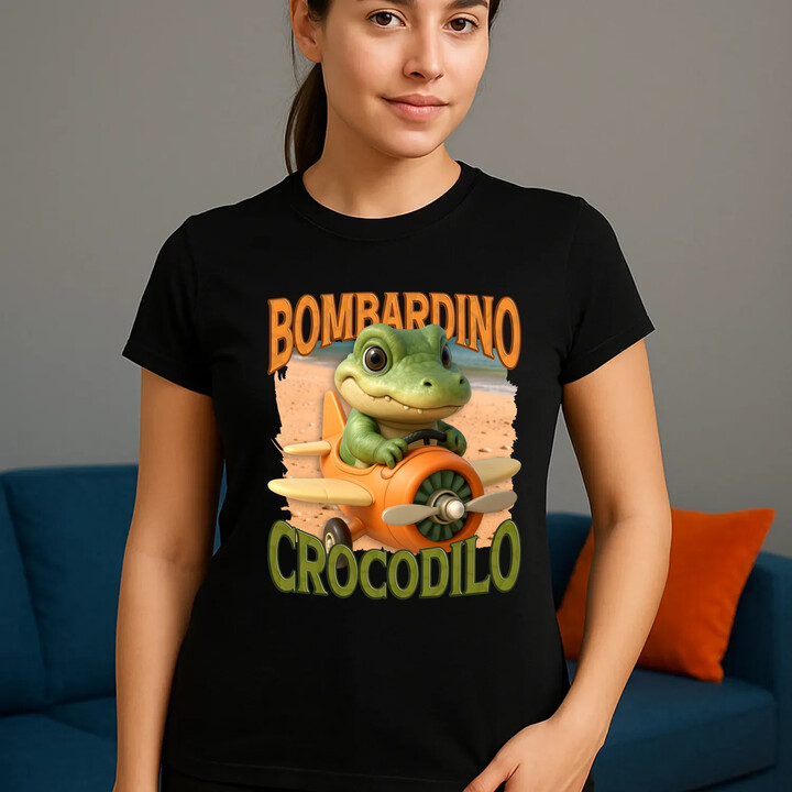 Baby Bombardino Crocodilo - Italian Brainrot - krokodýl bombardér  - dámské tričko s potiskem