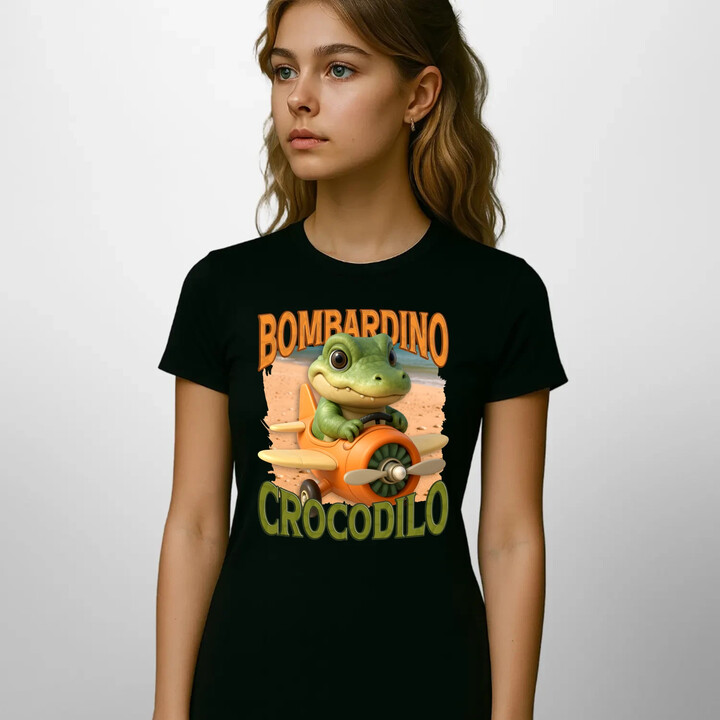 Baby Bombardino Crocodilo - Italian Brainrot - krokodýl bombardér  - dámské tričko s potiskem
