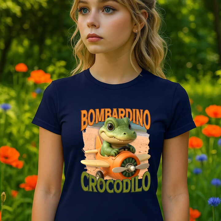 Baby Bombardino Crocodilo - Italian Brainrot - krokodýl bombardér  - dámské tričko s potiskem
