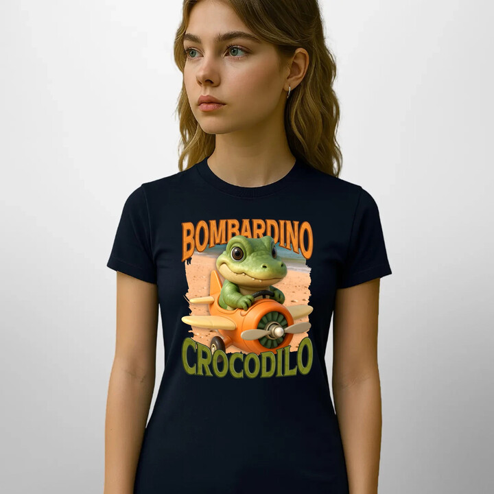 Baby Bombardino Crocodilo - Italian Brainrot - krokodýl bombardér  - dámské tričko s potiskem