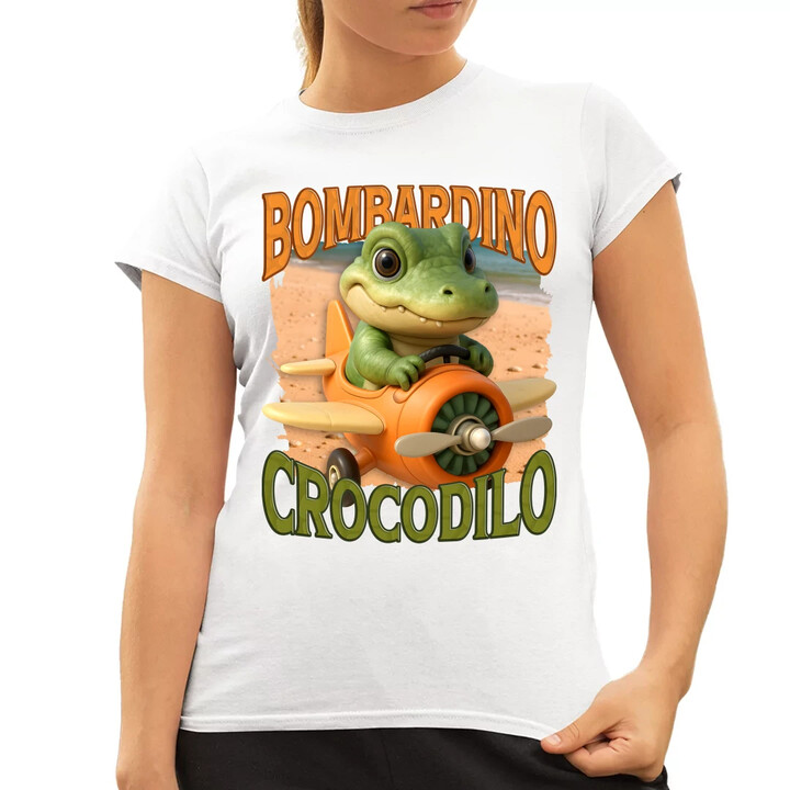Baby Bombardino Crocodilo - Italian Brainrot - krokodýl bombardér  - dámské tričko s potiskem