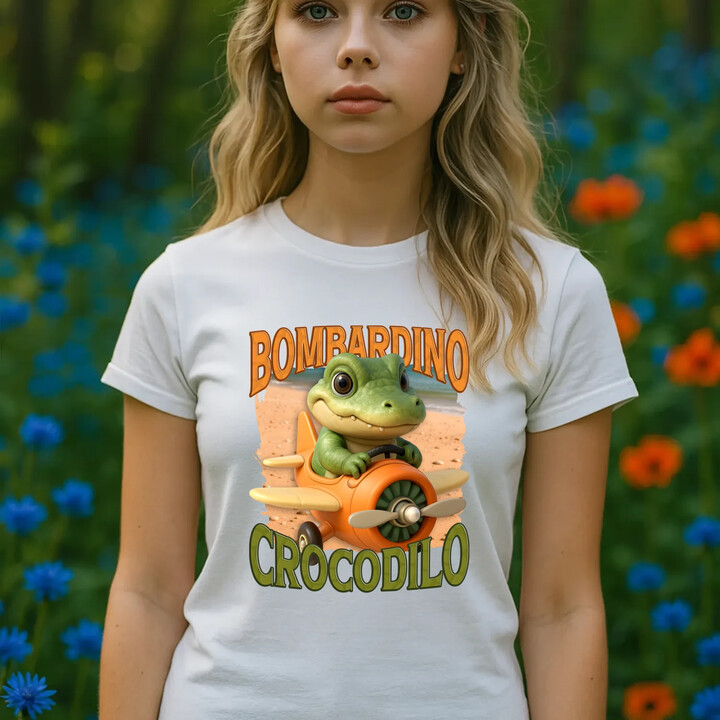 Baby Bombardino Crocodilo - Italian Brainrot - krokodýl bombardér  - dámské tričko s potiskem
