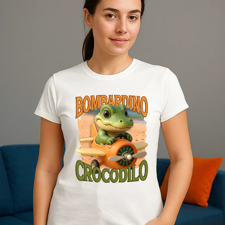 Baby Bombardino Crocodilo - Italian Brainrot - krokodýl bombardér  - dámské tričko s potiskem