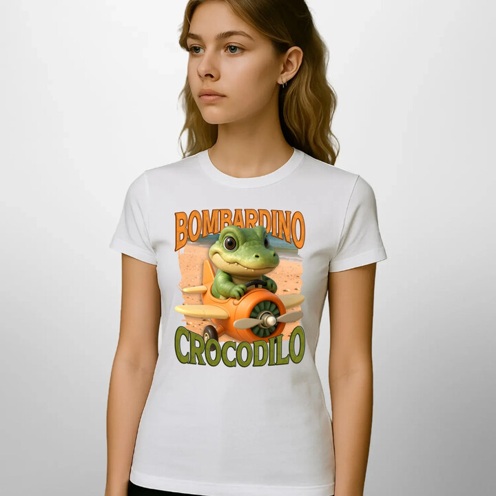 Baby Bombardino Crocodilo - Italian Brainrot - krokodýl bombardér  - dámské tričko s potiskem