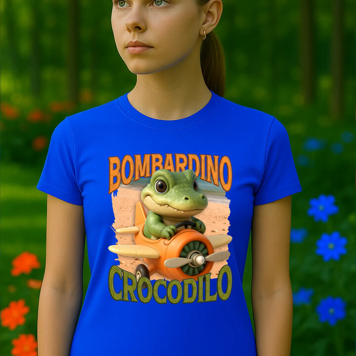 Baby Bombardino Crocodilo - Italian Brainrot - krokodýl bombardér  - dámské tričko s potiskem