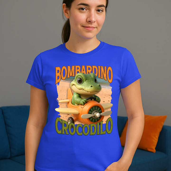 Baby Bombardino Crocodilo - Italian Brainrot - krokodýl bombardér  - dámské tričko s potiskem