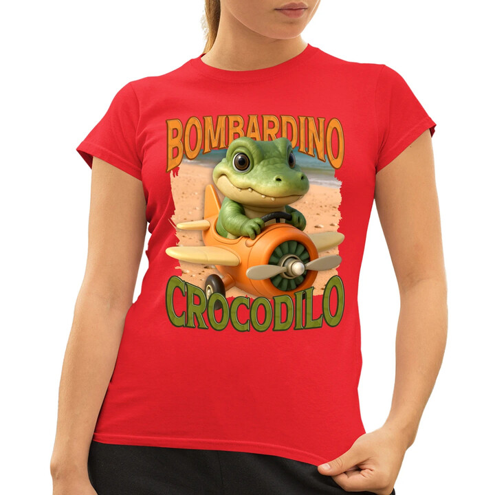 Baby Bombardino Crocodilo - Italian Brainrot - krokodýl bombardér  - dámské tričko s potiskem