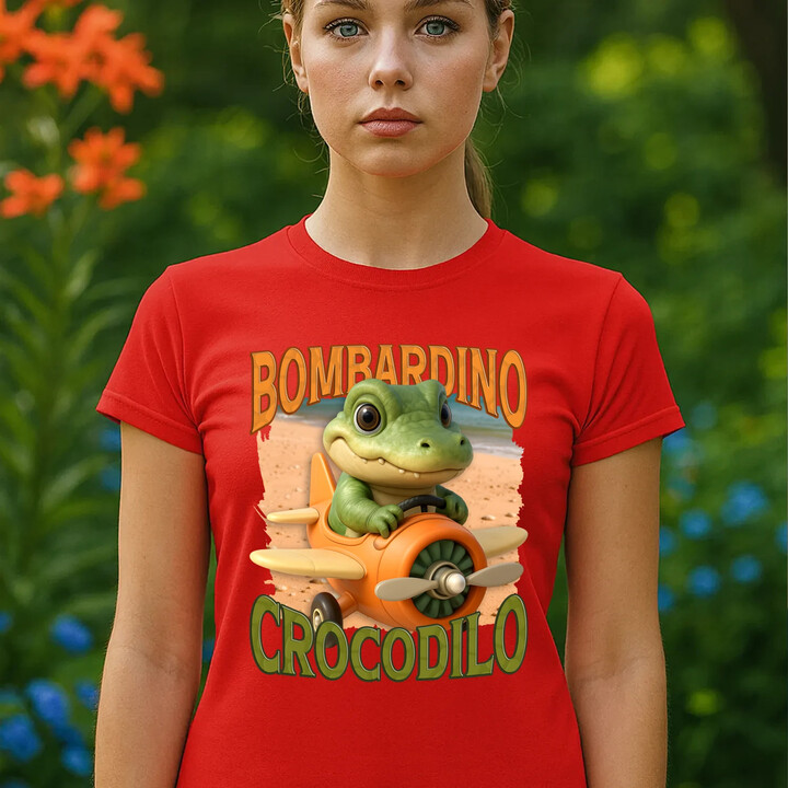 Baby Bombardino Crocodilo - Italian Brainrot - krokodýl bombardér  - dámské tričko s potiskem