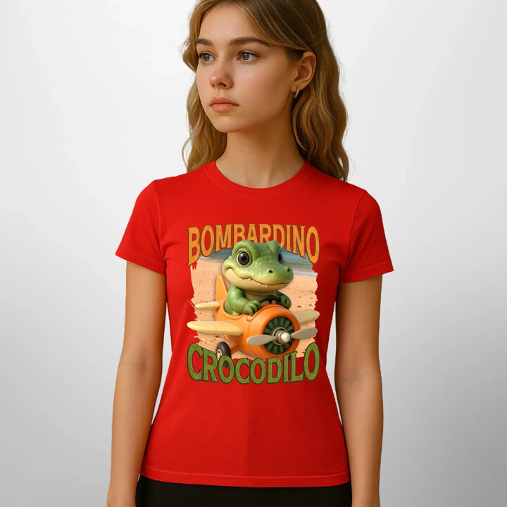 Baby Bombardino Crocodilo - Italian Brainrot - krokodýl bombardér  - dámské tričko s potiskem