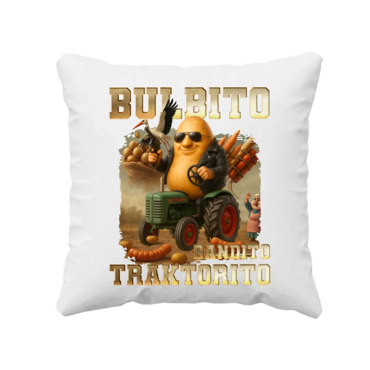 Bulbito bandito traktorito - brambor traktorista bandita - Italian Brainrot - polštář s potiskem