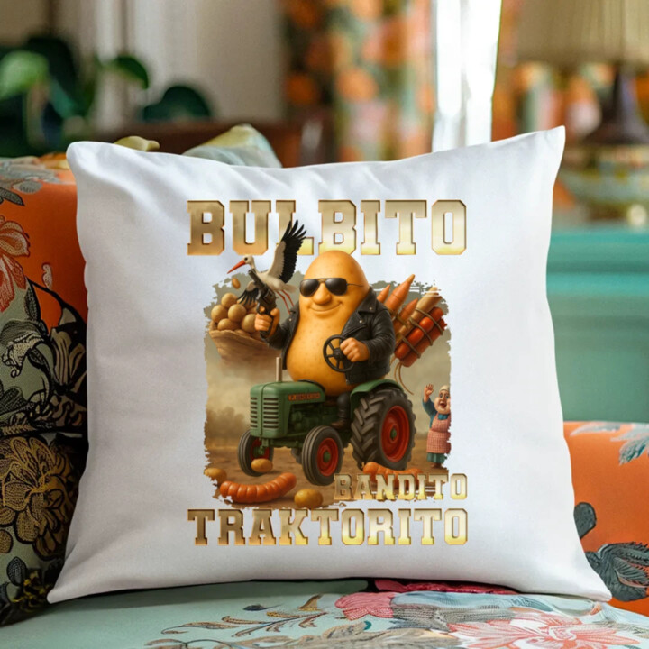 Bulbito bandito traktorito - brambor traktorista bandita - Italian Brainrot - polštář s potiskem
