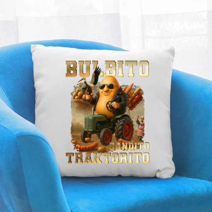 Bulbito bandito traktorito - brambor traktorista bandita - Italian Brainrot - polštář s potiskem