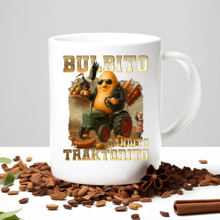 Bulbito bandito traktorito - brambor traktorista bandita - Italian Brainrot - hrnek s potiskem