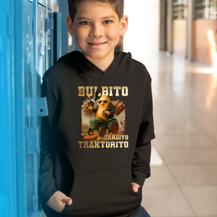 Bulbito bandito traktorito - brambor traktorista bandita - Italian Brainrot - dětská mikina s kapucí