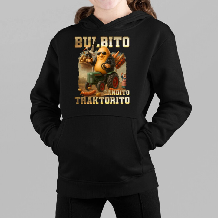 Bulbito bandito traktorito - brambor traktorista bandita - Italian Brainrot - dětská mikina s kapucí
