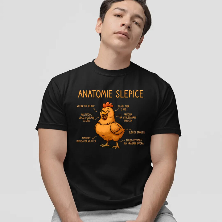 Anatomie slepice - pánské tričko s potiskem