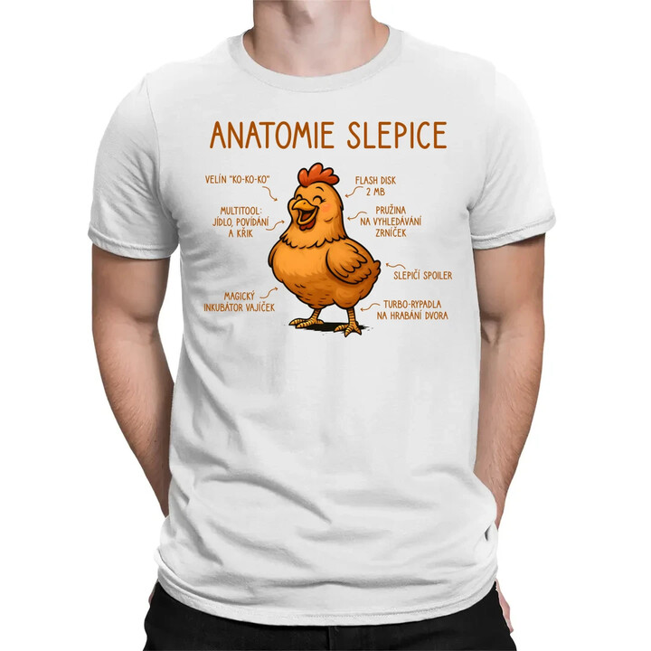 Anatomie slepice - pánské tričko s potiskem