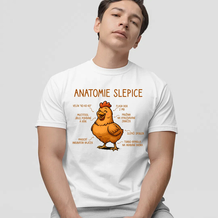 Anatomie slepice - pánské tričko s potiskem