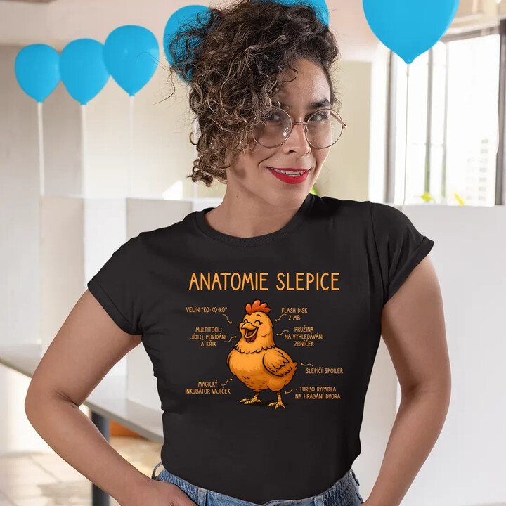 Anatomie slepice  - dámské tričko s potiskem