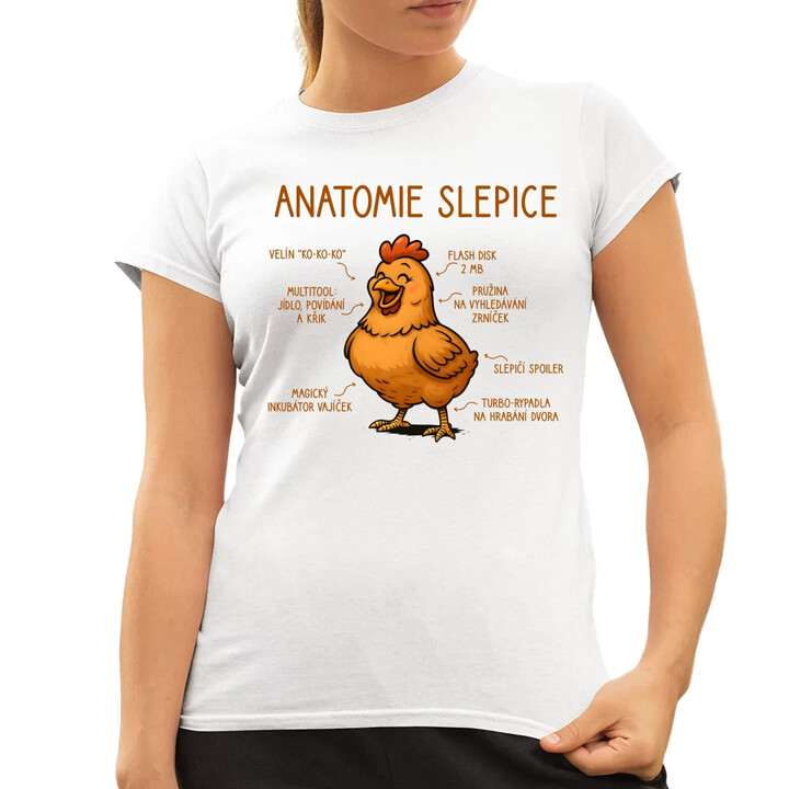 Anatomie slepice  - dámské tričko s potiskem