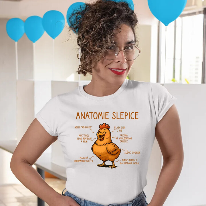 Anatomie slepice  - dámské tričko s potiskem