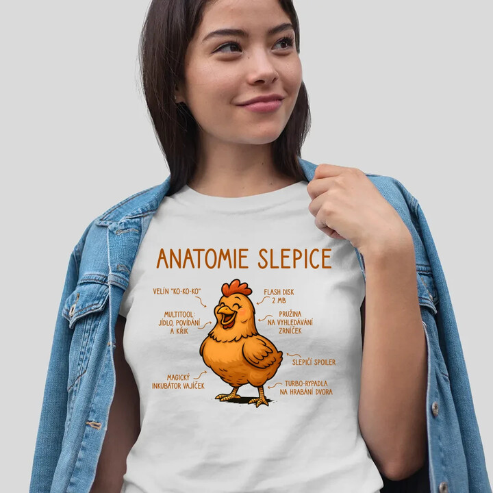 Anatomie slepice  - dámské tričko s potiskem