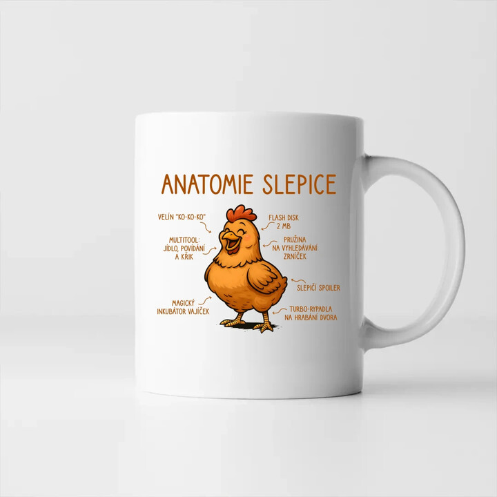 Anatomie slepice - hrnek s potiskem