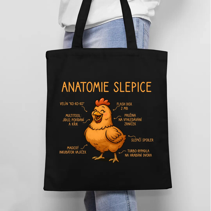 Anatomie slepice - taška s potiskem