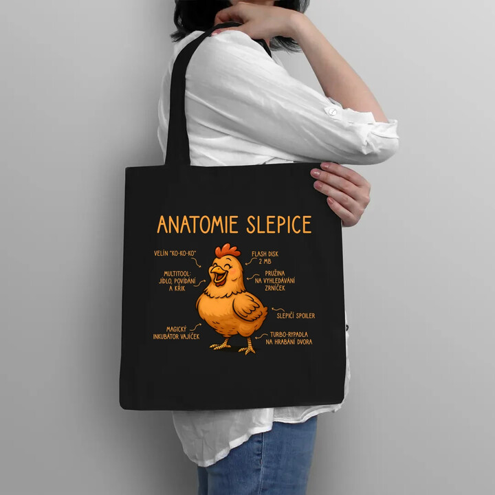 Anatomie slepice - taška s potiskem