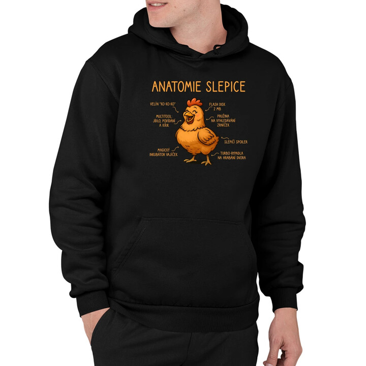 Anatomie slepice - pánská mikina s potiskem