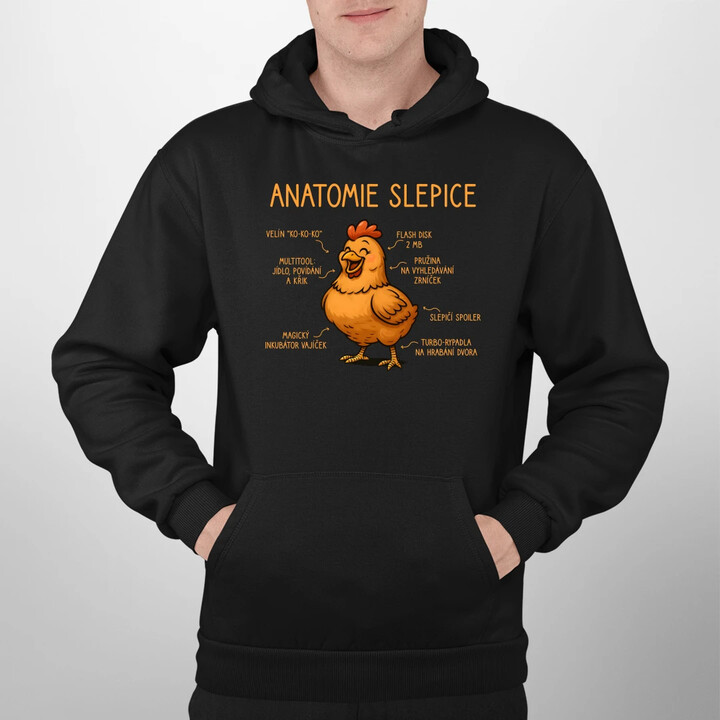 Anatomie slepice - pánská mikina s potiskem