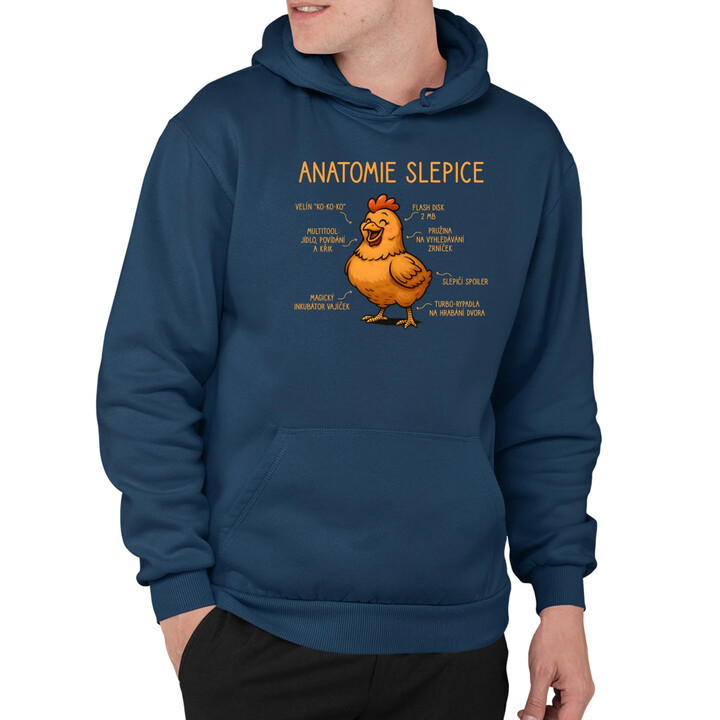 Anatomie slepice - pánská mikina s potiskem