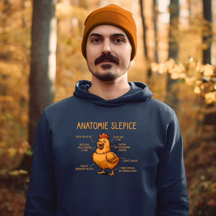 Anatomie slepice - pánská mikina s potiskem