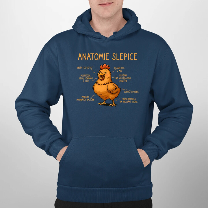 Anatomie slepice - pánská mikina s potiskem