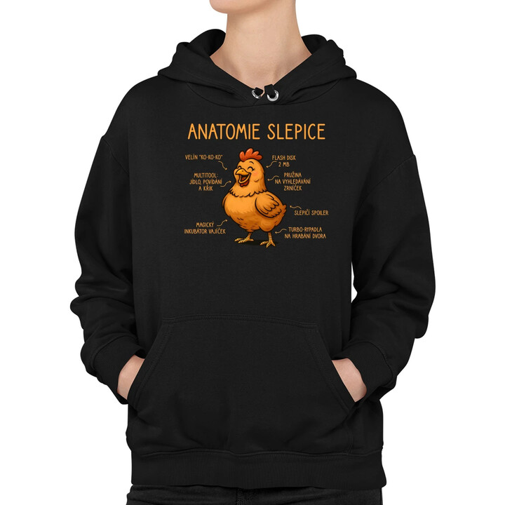 Anatomie slepice - dámská mikina s potiskem