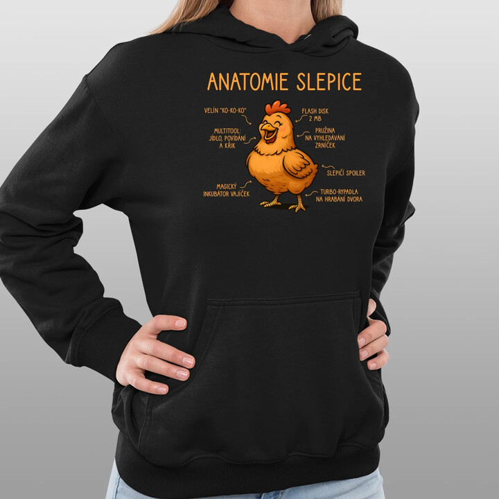 Anatomie slepice - dámská mikina s potiskem