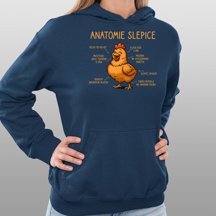 Anatomie slepice - dámská mikina s potiskem