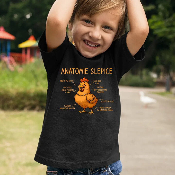 Anatomie slepice - dětské tričko s potiskem