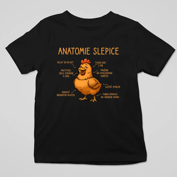 Anatomie slepice - dětské tričko s potiskem