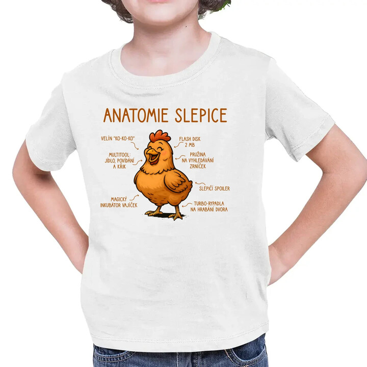 Anatomie slepice - dětské tričko s potiskem