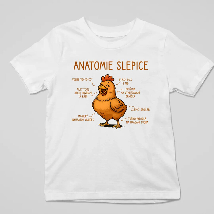 Anatomie slepice - dětské tričko s potiskem
