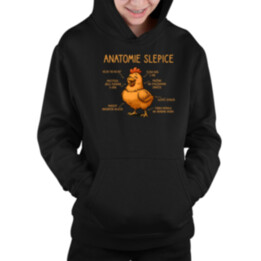 Anatomie slepice - dětská mikina s kapucí