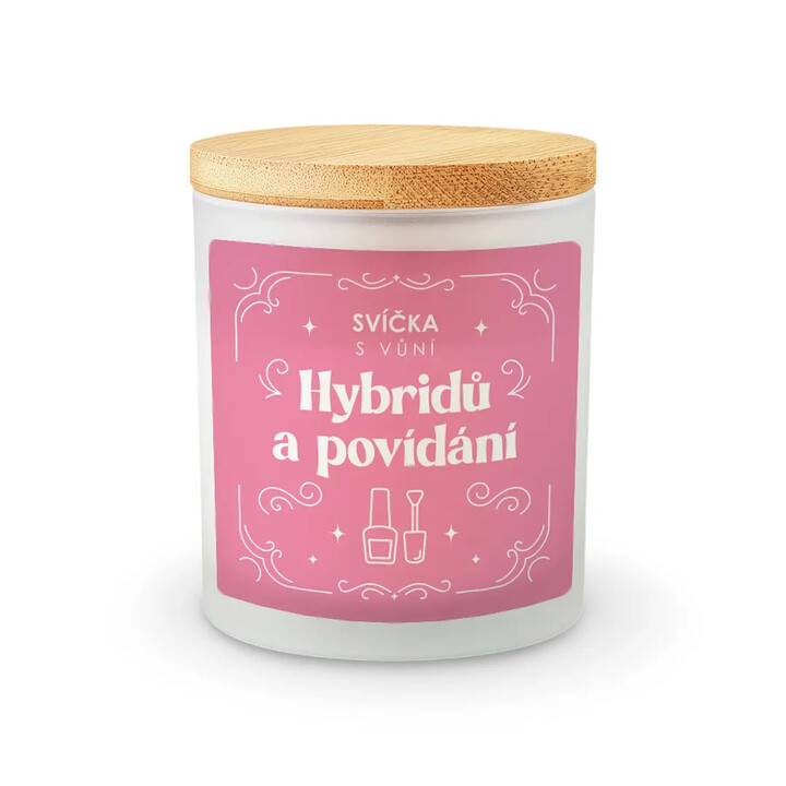 Svíčka s vůní hybridů a povídání - vonná svíčka s potiskem
