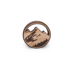 Horské vrcholy - dřevěná brož s gravírováním