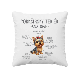 yorkšírský teriér – anatomie - polštář s potiskem